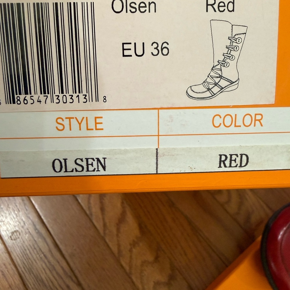 Miz Mooz Olsen Red Leather Mid-Calf Button Detail Boots - Picture 6 of 6